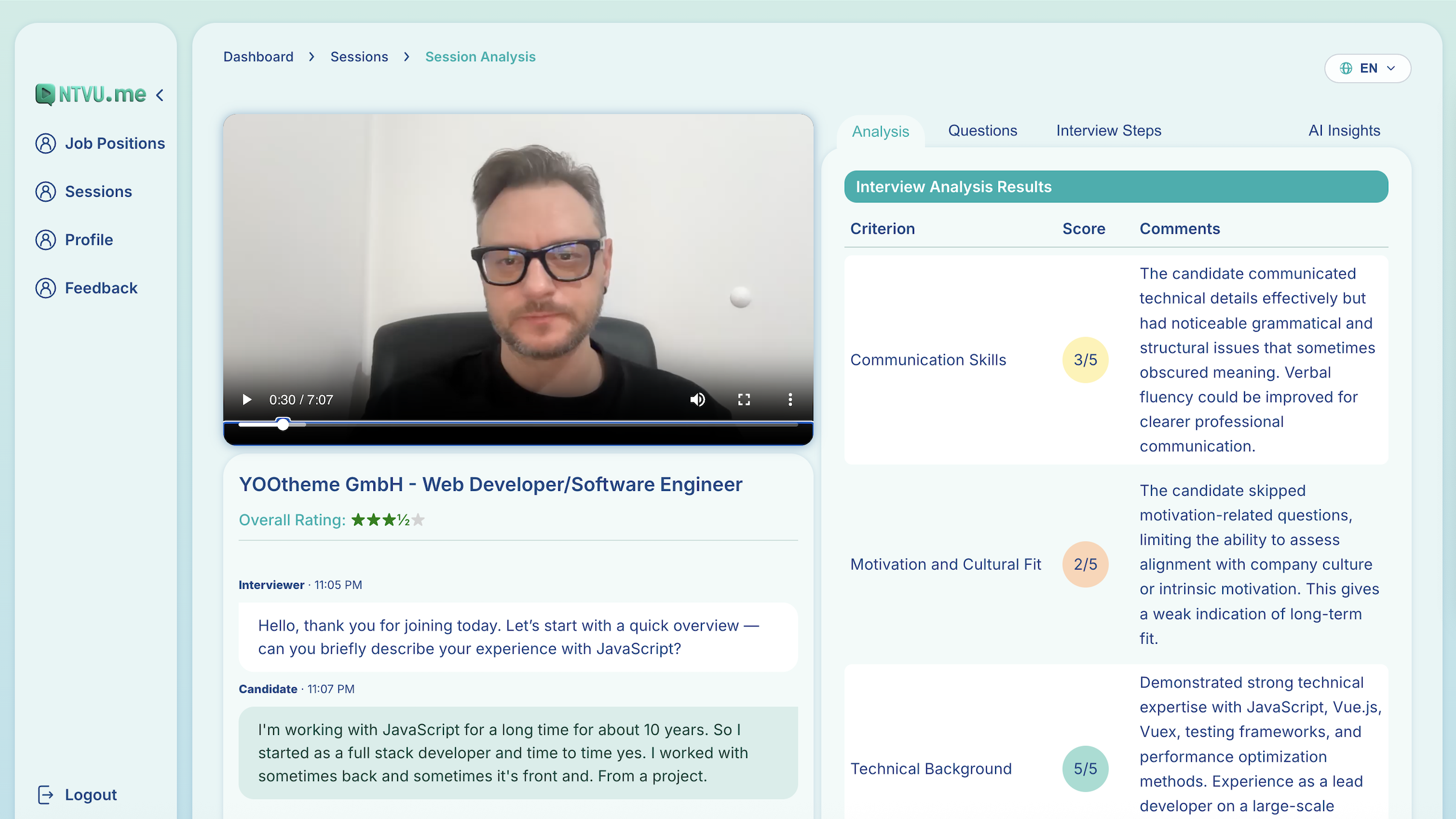 Video Replay Feedback Screenshot